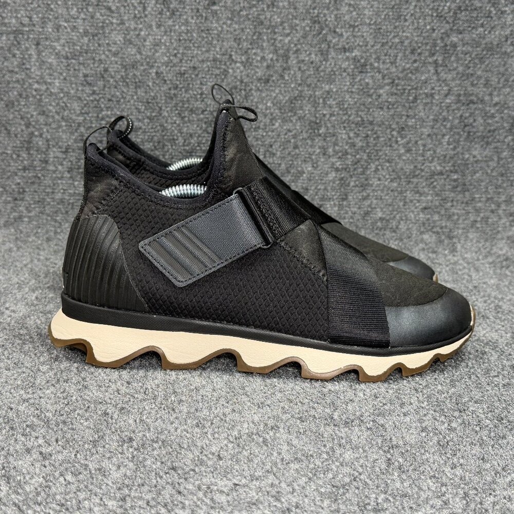 Sorel Kinetic Sneak Sneakers Women's 11 Black Mid Athletic Slip On Cross Strap